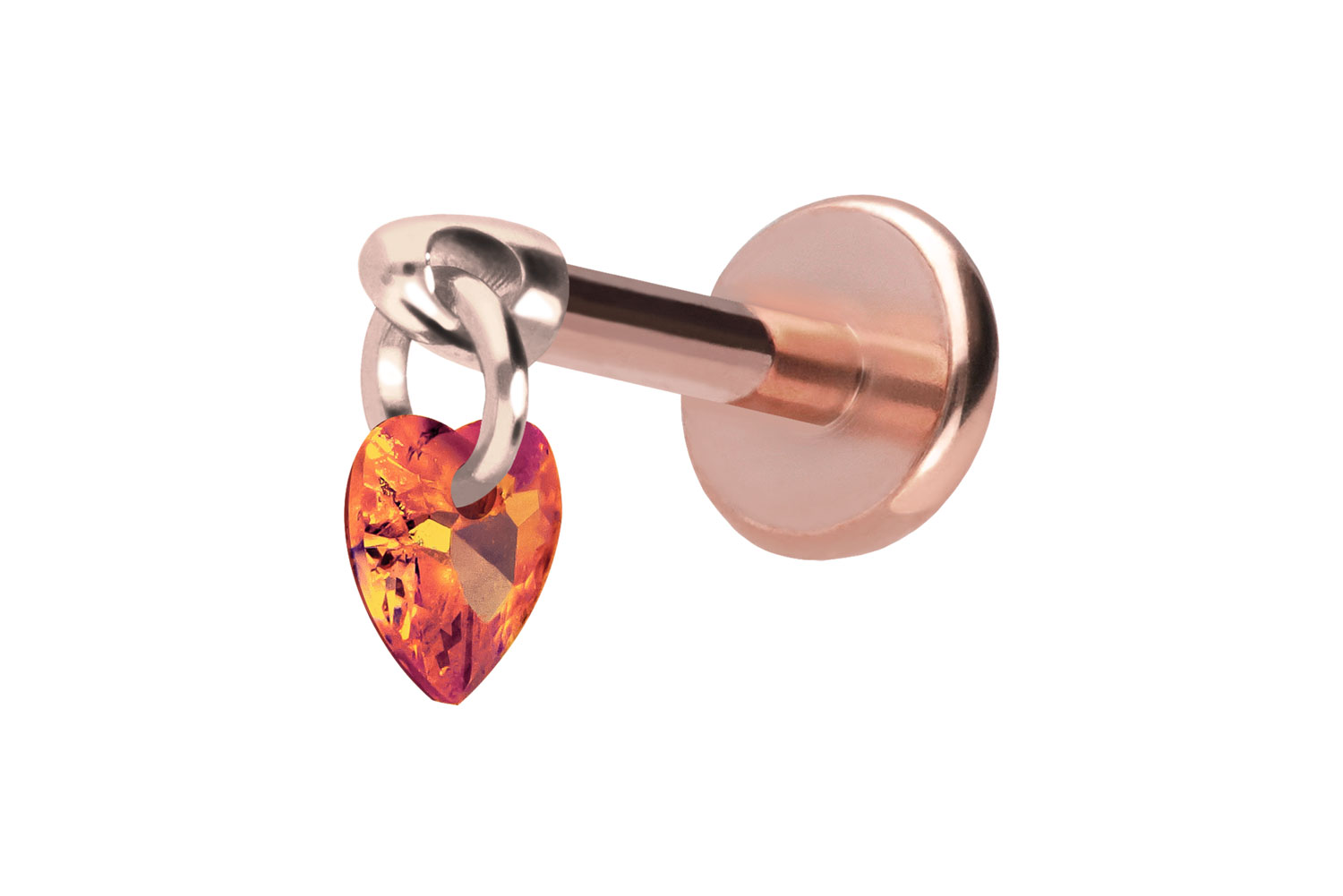 Titan Labret Piercing mit Push Fit KRISTALLHERZ